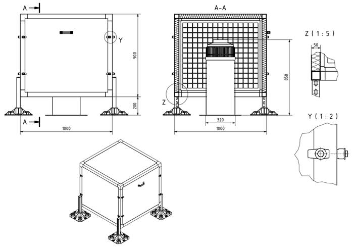 tekening geluidsdichte kast ventilator